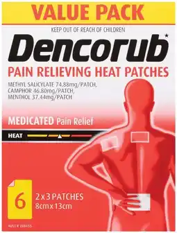 Pharmacy Best Buys Dencorub Pain Relieving Heat Patches 2 x 3 Patches offer
