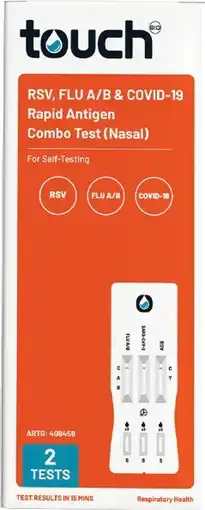 Pharmacist Advice TouchBio^ RSV, Flu A/B & COVID-19 Rapid Antigen Combo Test (Nasal) 2 Tests offer