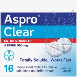 Pharmacist Advice Aspro Clear Extra Strength 16 Effervescent Tablets offer