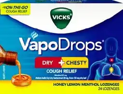 Amcal Pharmacies Vicks VapoDrops Dry + Chesty Cough Relief 24 Lozenges offer