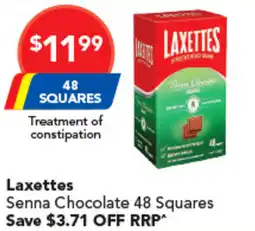 Amcal Pharmacies Laxettes Senna Chocolate 48 Squares offer