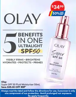 Amcal Pharmacies Olay Super SPF 50 Fluid Moisturiser offer