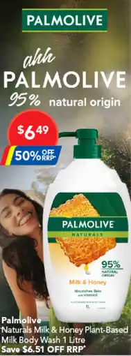 Amcal Pharmacies Palmolive Naturals Milk & Honey Plant Based Milk Body Wash offer