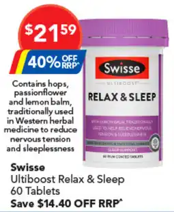 Amcal Pharmacies Swisse Ultiboost Relax & Sleep offer