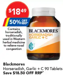 Amcal Pharmacies Blackmores Horseradish Garlic + C 90 Tablets offer