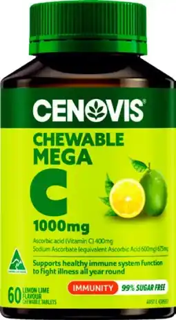 Amcal Pharmacies Cenovis Chewable Mega C Lemon Lime Flavour offer