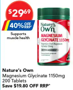 Amcal Pharmacies Natures Own Magnesium Glycinate offer