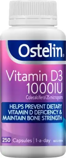 Amcal Pharmacies Ostelin Vitamin D3 1000IU 250 Capsules offer