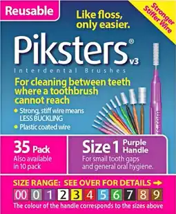 Priceline Piksters Interdental Brushes Size 1 Purple Handle offer