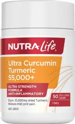 Amcal Pharmacies Nutra-Life Ultra Curcumin Turmeric 55,000+ 50 Tablets offer