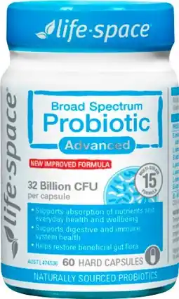 Amcal Pharmacies Life-Space Broad Spectrum Probiotic Advanced 60 Capsules offer