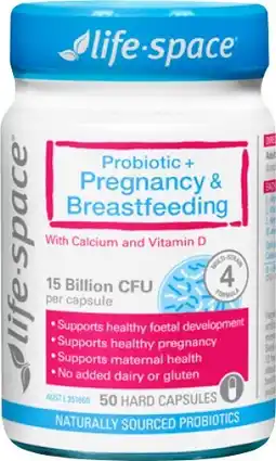 Amcal Pharmacies Life-Space Probiotic + Pregnancy & Breastfeeding 50 Capsules offer