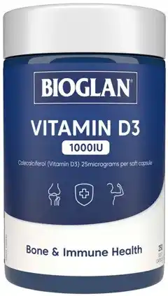 Amcal Pharmacies Bioglan Vitamin D3 1000IU 250 Capsules offer