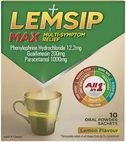 Priceline Lemsip Max Multi- Symptom Relief Lemon Flavour 10 Sachets offer