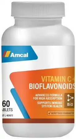 Amcal Pharmacies Amcal Vitamin C + Bioflavonoids 60 Tablets offer