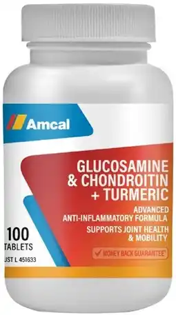Amcal Pharmacies Amcal Glucosamine & Chondroitin + Turmeric 100 Tablets offer