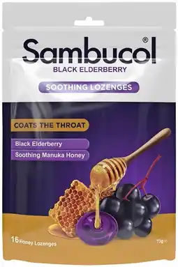 Priceline Sambucol Soothing Lozenges Black Elderberry with Honey 16 Lozenges offer