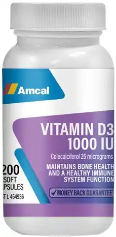 Amcal Pharmacies Amcal Vitamin D3 1000 IU 200 Capsules offer