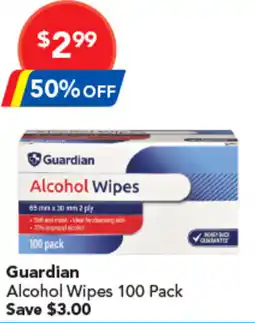 Amcal Pharmacies Guardian Alcohol Wipes offer
