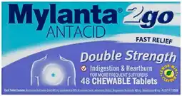 Priceline Mylanta 2Go Antacid Double Strength Lemon Mint Flavour 48 Chewable Tablets offer