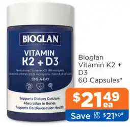 Good Price Pharmacy Bioglan Vitamin K2 + D3 offer