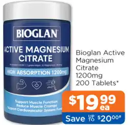 Good Price Pharmacy Bioglan active magnesium Citrate 1200mg 200 Tablets offer