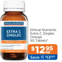 Good Price Pharmacy Ethical Nutrients Extra C Zingles Orange 50 Tablets offer