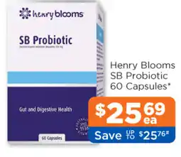 Good Price Pharmacy Henry Blooms SB Probiotic 60 Capsules offer
