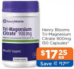 Good Price Pharmacy Henry Blooms Tri-Magnesium Citrate 900mg 150 Capsules offer