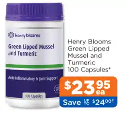 Good Price Pharmacy Henry Blooms Green Lipped Mussel and Turmeric 100 Capsules offer
