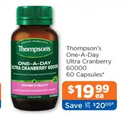 Good Price Pharmacy Thompson's One-A-Day Ultra Cranberry 60000 60 Capsules offer