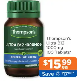 Good Price Pharmacy Thompson's ultra b12 1000mcg ultra b12 1000mg 100 tablets offer