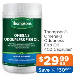Good Price Pharmacy Thompson's omega-3 odourless fish oil Fish Oil 400 Capsules offer