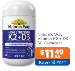 Good Price Pharmacy Nature's Way K2+D3 Vitamin K2 + D3 30 Capsules offer