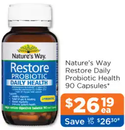 Good Price Pharmacy Nature's way restore daily probiotic health 90 capsules offer