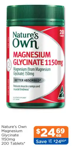 Good Price Pharmacy Nature's own magnesium glycinate 1150mg 200 Tablets offer