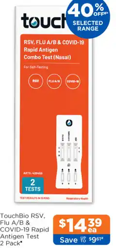 Good Price Pharmacy Touchbio rsv, flu a/b & covid-19 rapid antigen test 2 pack offer