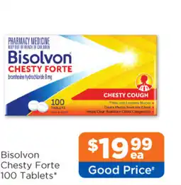 Good Price Pharmacy Bisolvon chesty forte 100 tablets offer