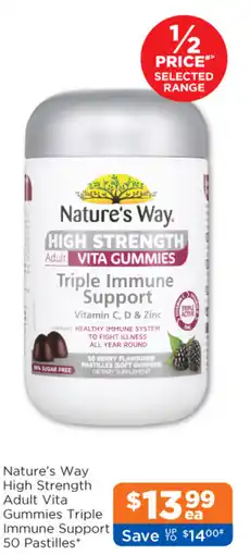 Good Price Pharmacy Nature's way high strength adult vita gummies triple immune support 50 pastilles offer