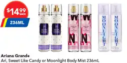 Amcal Pharmacies Ariana Grande Ari Sweet Like Candy or Moonlight Body Mist offer