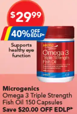 Amcal Pharmacies Microgenics Omega 3 Triple Strength Fish Oil offer