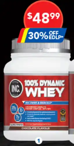 Amcal Pharmacies 100% Dynamic Whey Chocolate Flavour Powder offer