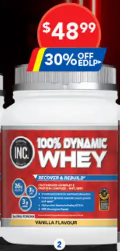 Amcal Pharmacies 100% Dynamic Whey Vanilla Flavour Powder offer