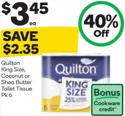 Woolworths Quilton King Size, Coconut or Shea Butter Toilet Tissue offer