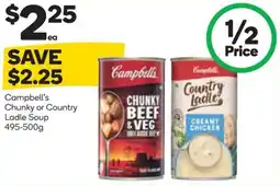 Woolworths Campbell Chunky or Country Ladle Soup offer