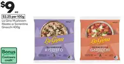 Woolworths La Gina Mushroom Risotto or Sorrentina Gnocchi offer