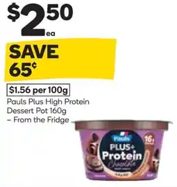 Woolworths Pauls Plus High Protein Dessert Pot offer