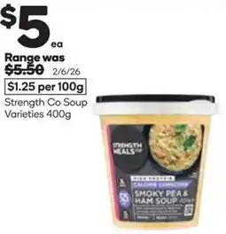 Woolworths Strength Co Soup Varieties offer
