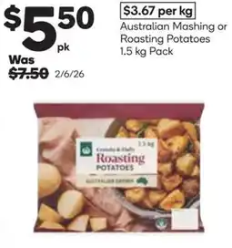 Woolworths Australian Mashing or Roasting Potatoes Pack offer