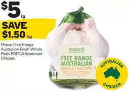 Woolworths Macro free range australian fresh whole plain rspca approved chicken offer